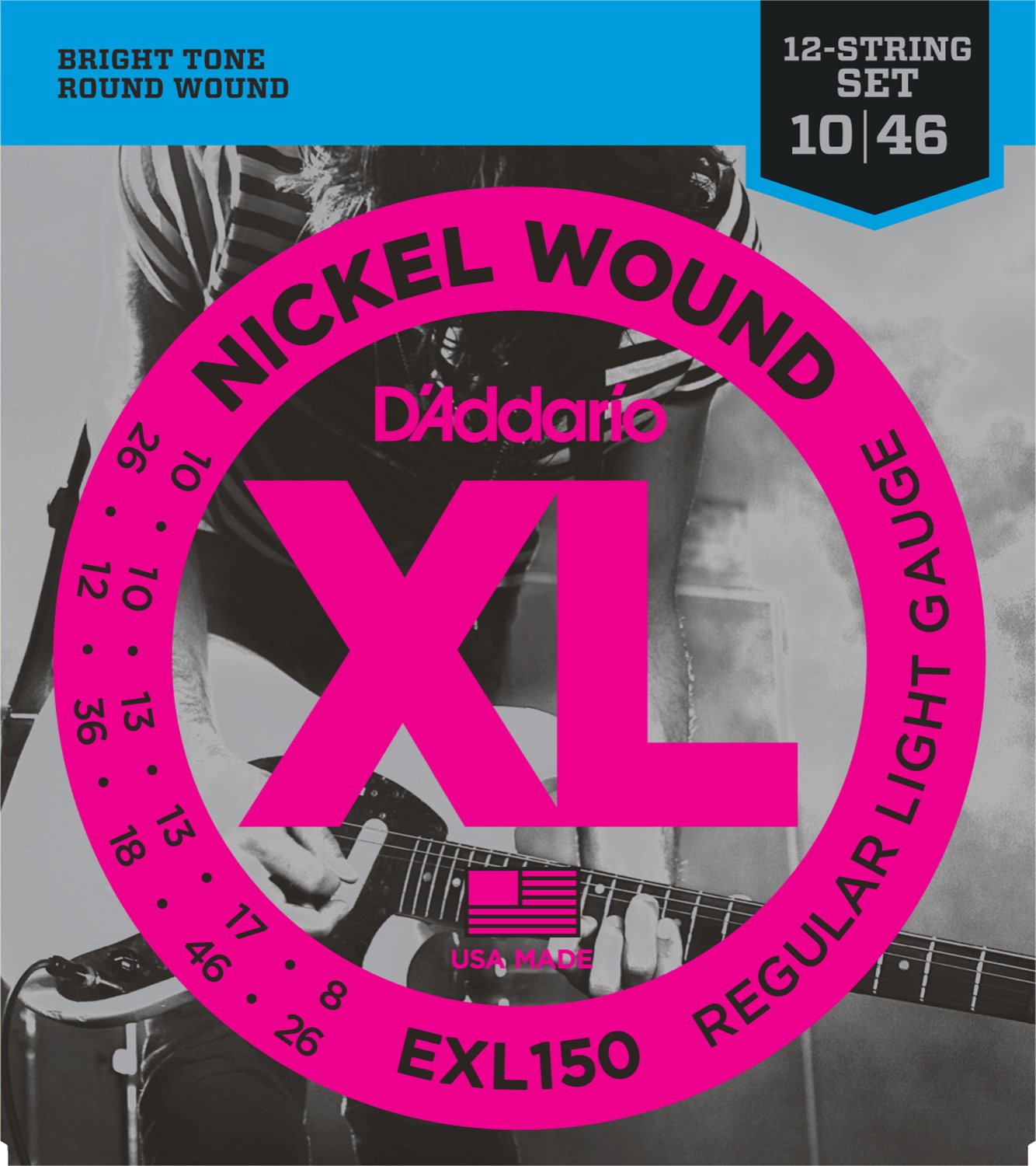 D'Addario EXL150 Elgitarr 12-strängat, light - 2