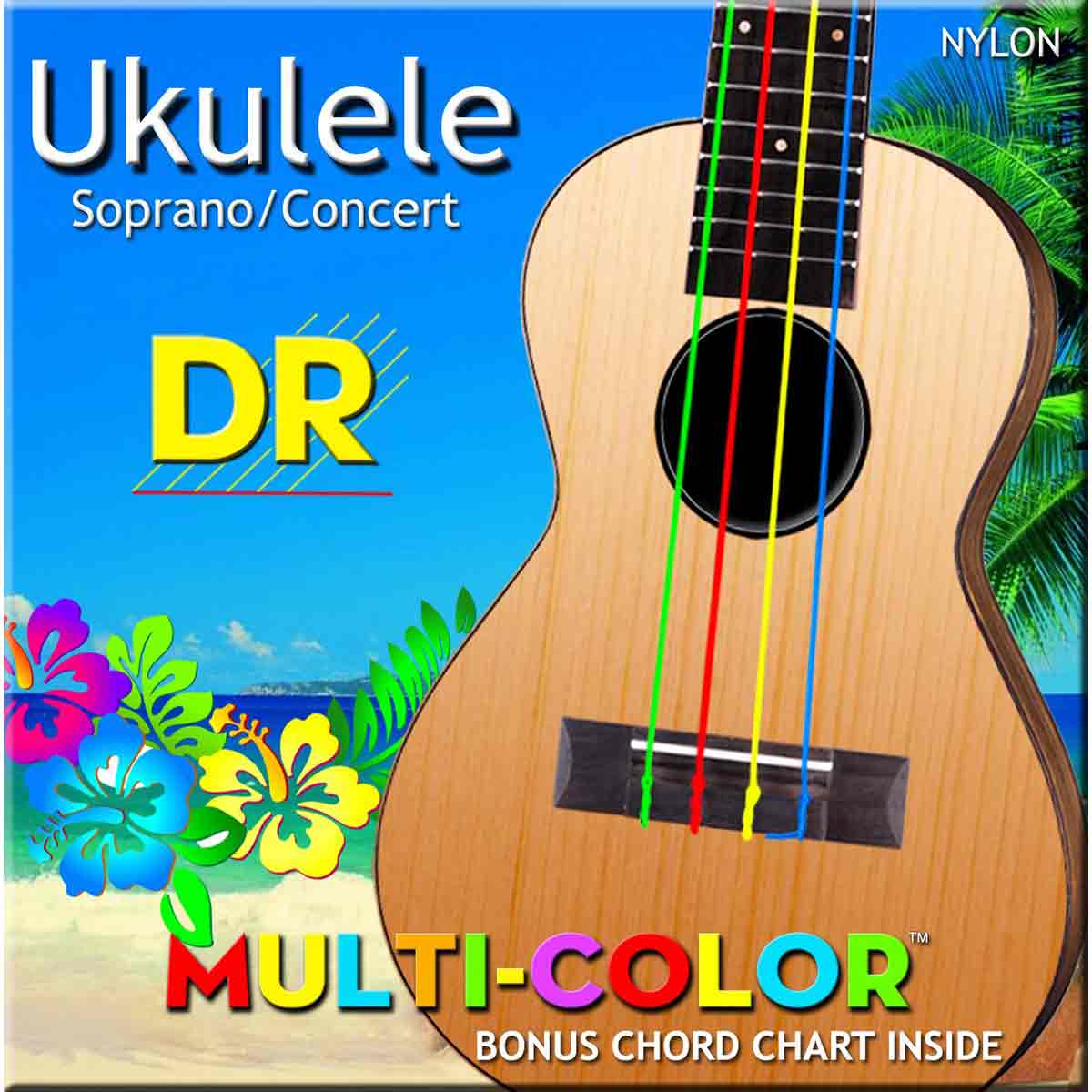 DR Strings UMCSC Mulitcolor sopran/concert ukulele-strängar