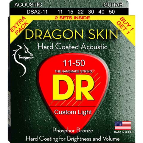 DR Strings DSA-2/11 Dragon Skin, western gitarrsträngar, 011-050 (2-set)