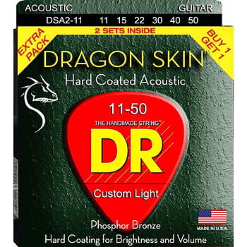DR Strings DSA-2/11 Dragon Skin, western gitarrsträngar, 011-050 (2-set)