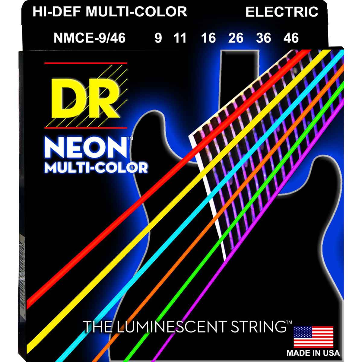 DR Strings NMCE-9/46 Hi-Def neon multi-color Elgitarrsträngar, 009-046