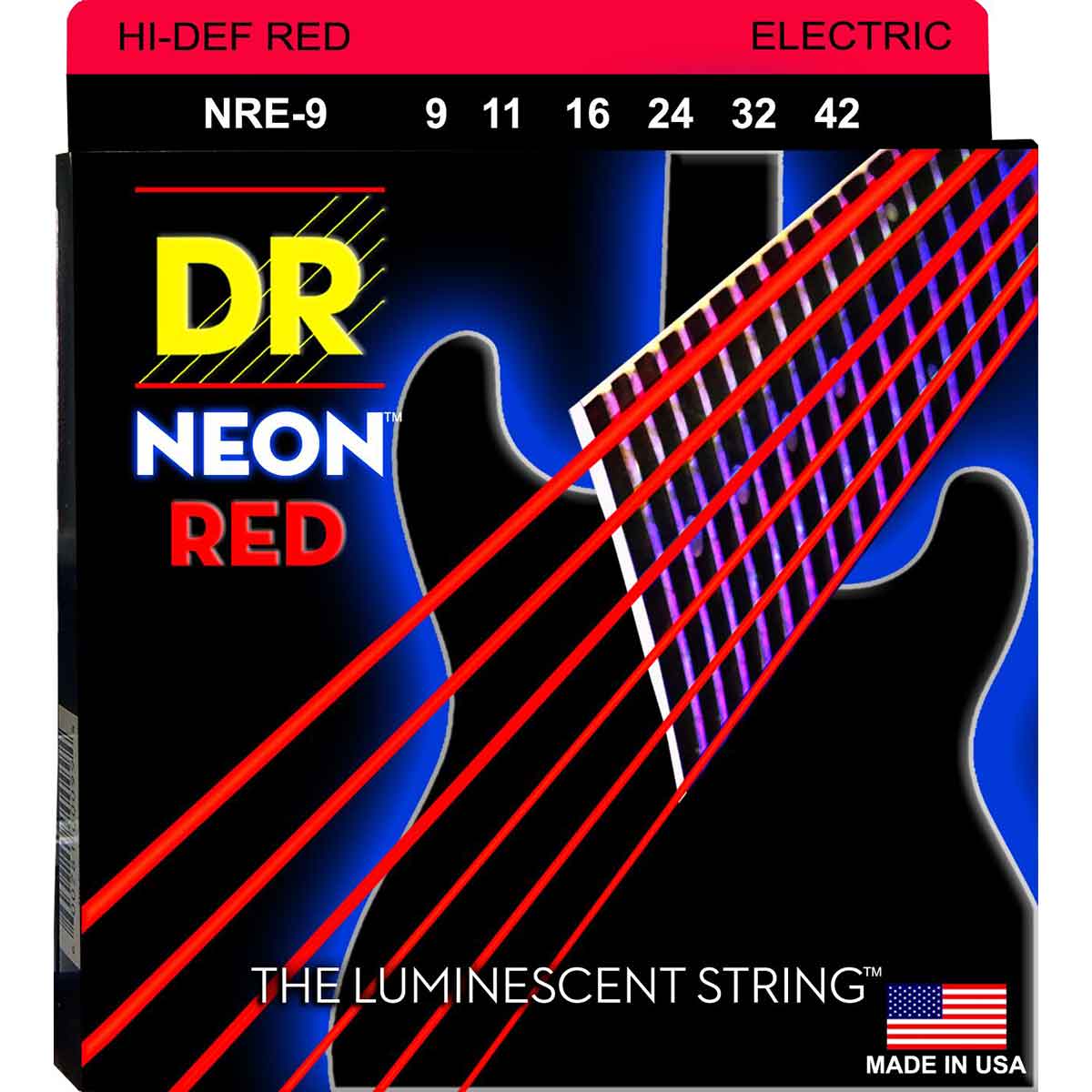 DR Strings NRE-9/46 Hi-Def neon red Elgitarrsträngar, 009-046