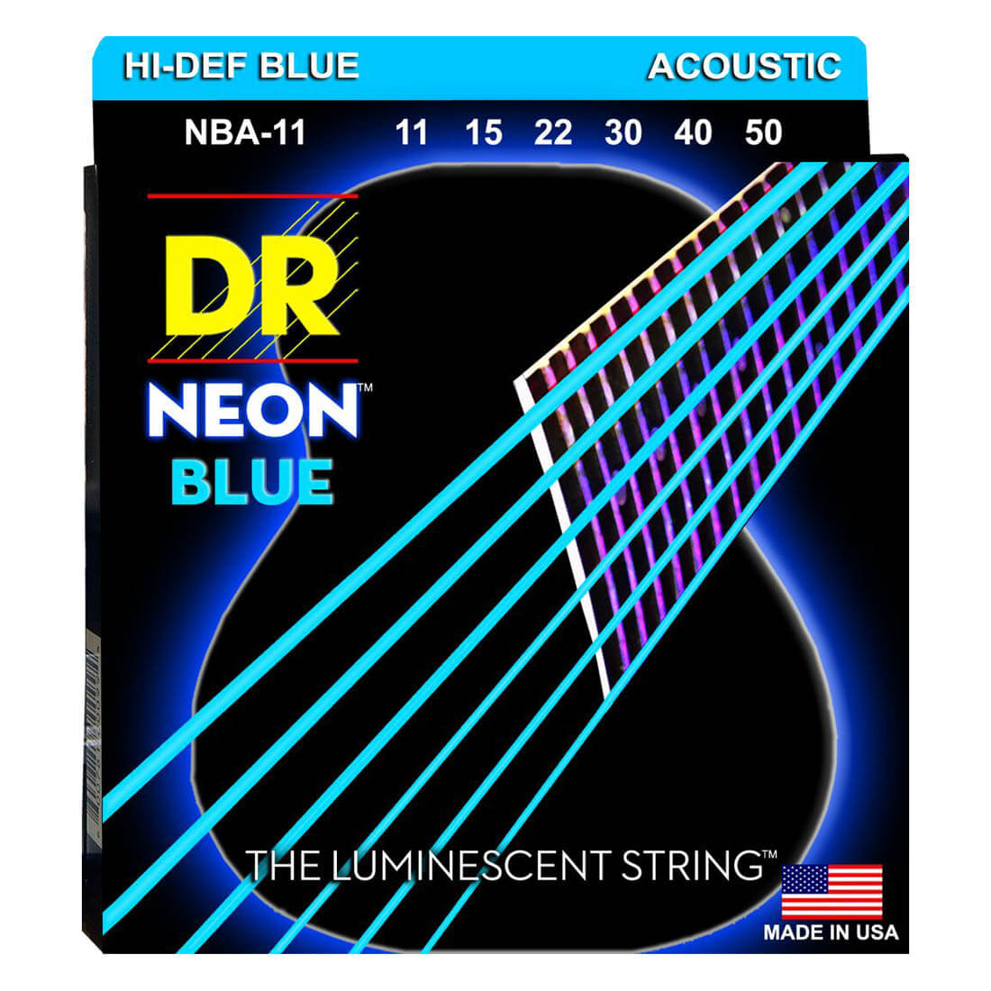 DR Strings NBA11 Neon Blue western gitarrsträngar, 011-050