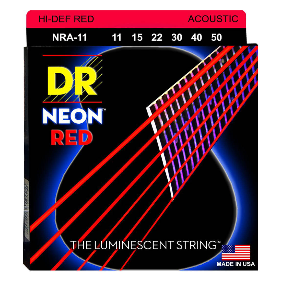 DR Strings NRA11 Neon Red western gitarrsträngar, 011-050