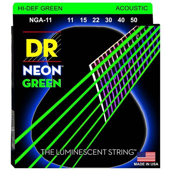 DR Strings NGA11 Neon Green western gitarrsträngar, 011-050