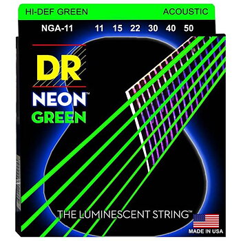 DR Strings NGA11 Neon Green western gitarrsträngar, 011-050