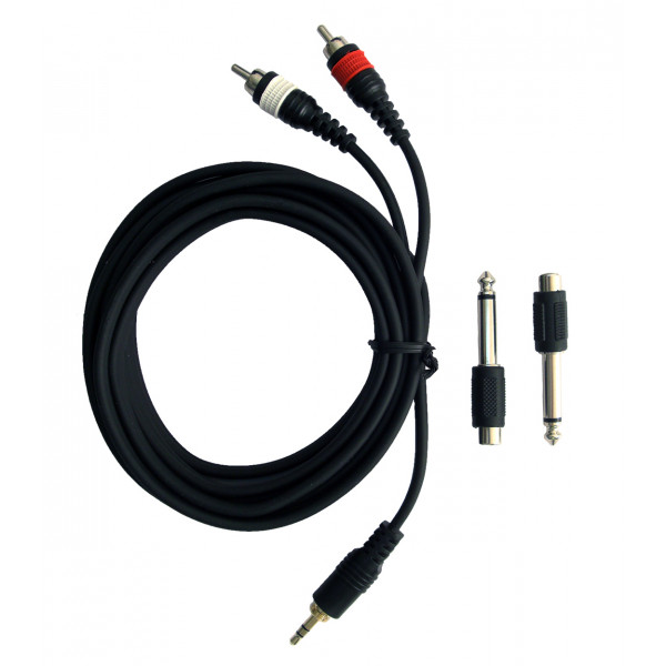 Pulse Stereo 3.5 mm -> 2 x RCA + 2 Tele-adaptrar - 2