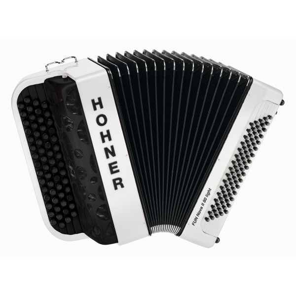 HOHNER Fun Nova II 80 light, Vit Pärlemorcelluloid, B-stepped
