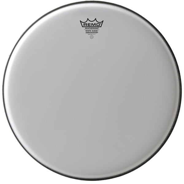 Remo Ambassador White Suede 16"