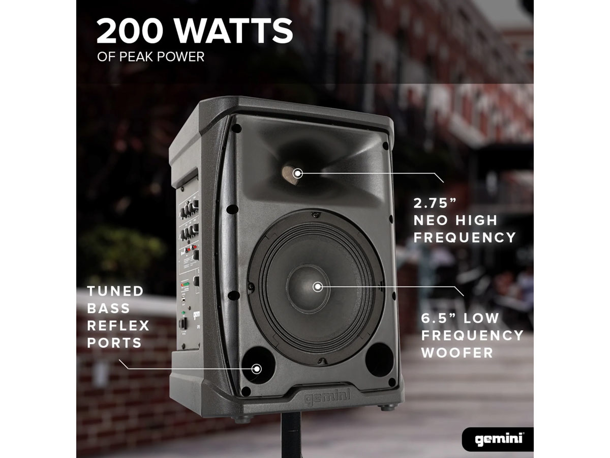 Gemini GPSS-650 | Aktiv 6,5" högtalare/monitor med synkbar blåtand för stereosättning - 6