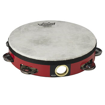 Remo Tambourine 8" Fiberskyn 3 - Single Row Red