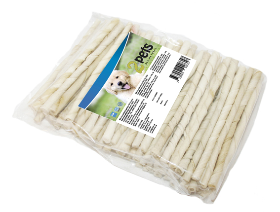 2pets Tuggpinne vriden vit, 24 cm/ 9-10 mm, 50-pack