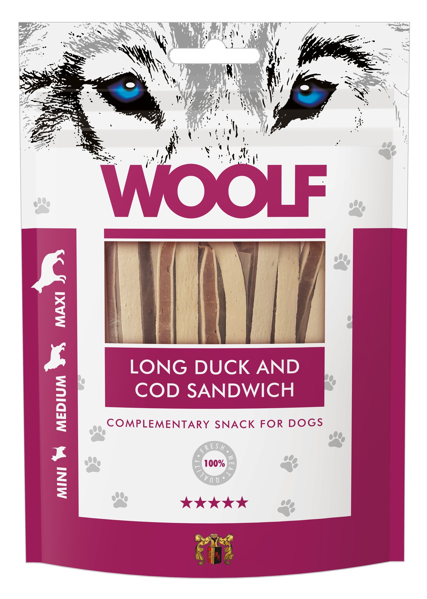 WOOLF Long Duck and Cod Sandwich 100g – anka och torsk