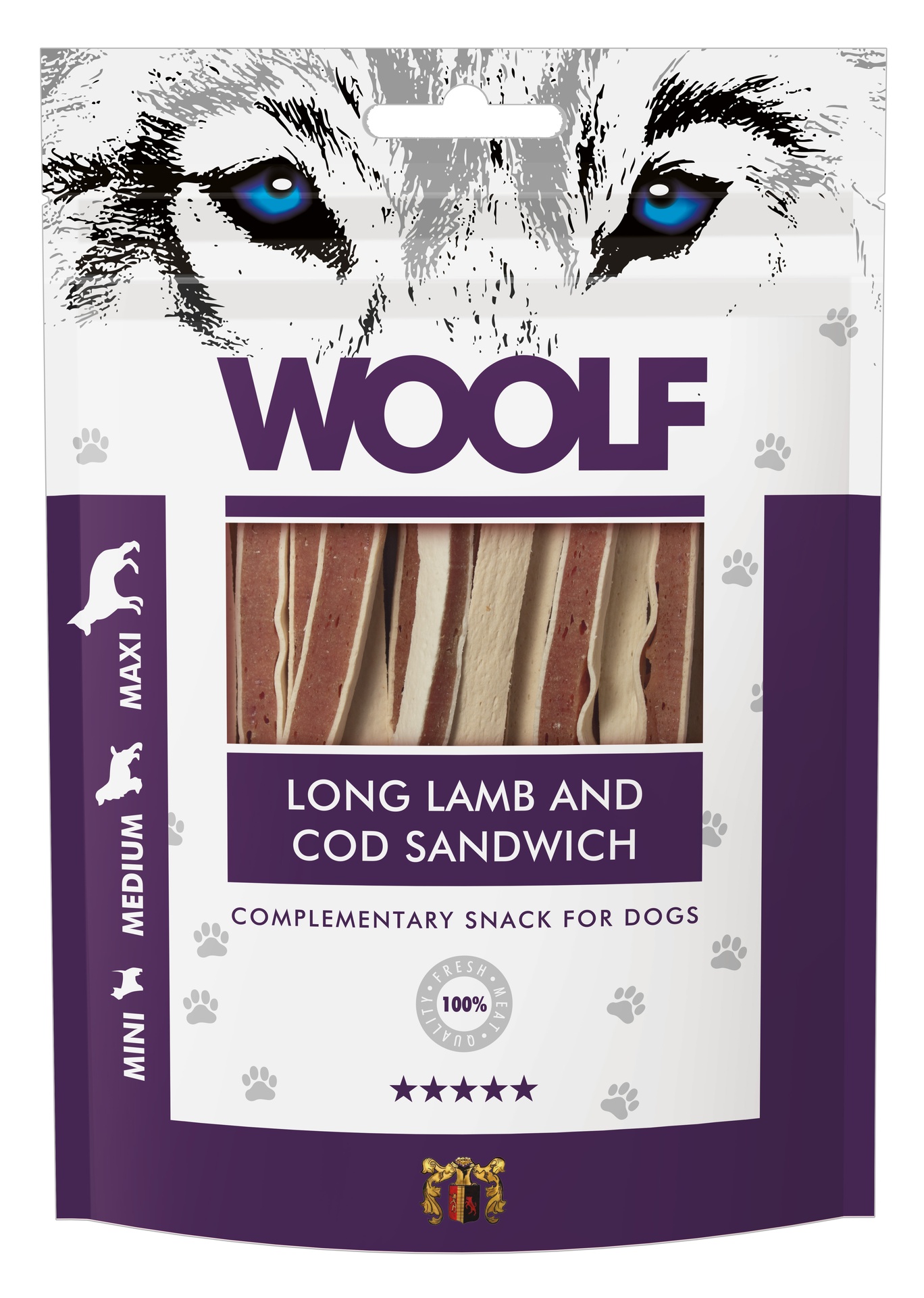 WOOLF Long Lamb and Cod Sandwich 100g – lamm och torsk