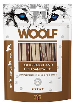 WOOLF Long Rabbit and Cod Sandwich 100g – kanin och torsk