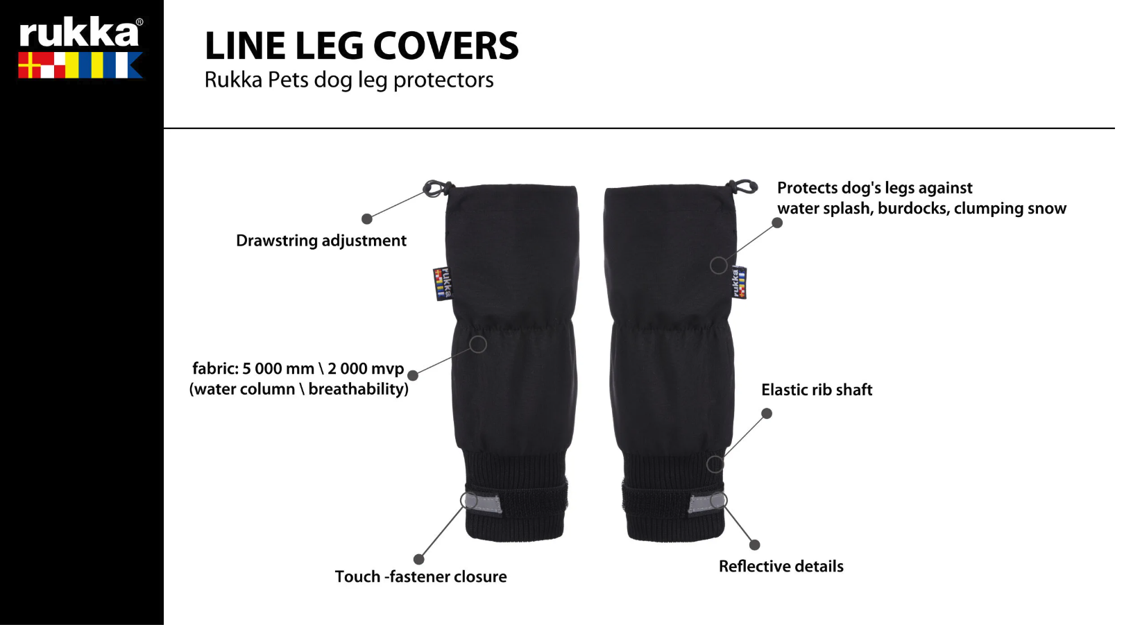 Rukka Pets Line Leg Covers Black - 2