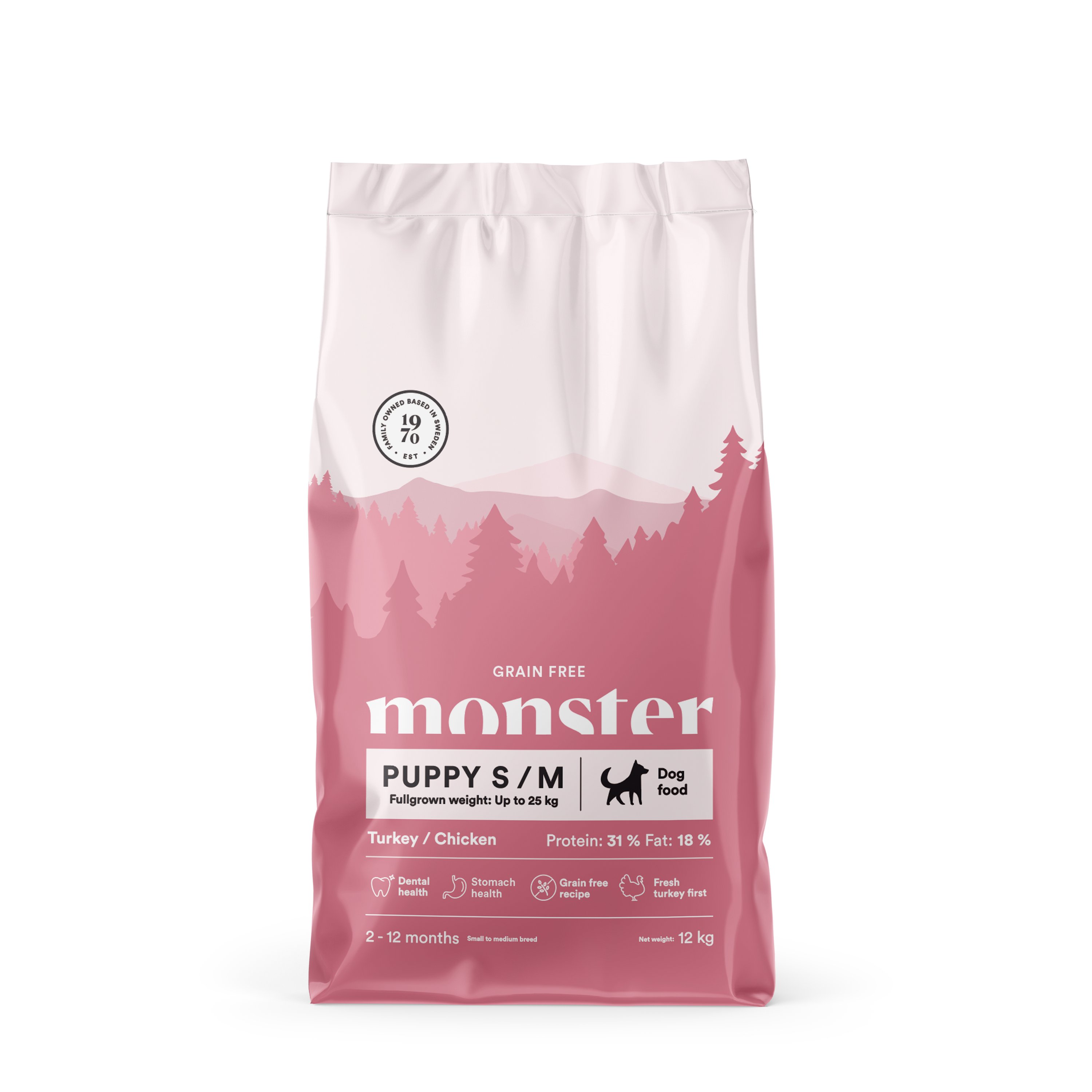 Monster Dog GF Puppy S/M Turkey/Chick 12 kg