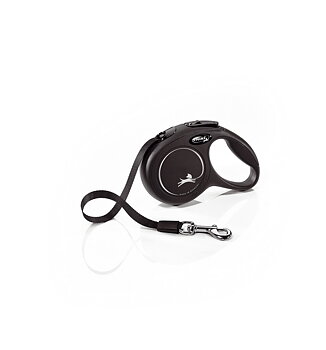 Flexi New Classic L rullkoppel med band, 8 m, svart