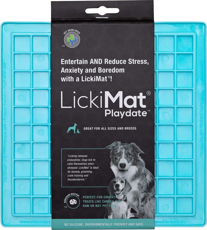 LickiMat Playdate ljusblå 20 × 20 cm – slickmatta