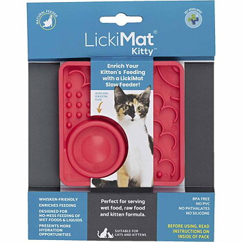 LickiMat Kitty rosa 10 × 10 cm – slickmatta för kattunge