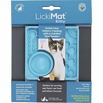LickiMat Kitty turkos 10 × 10 cm – slickmatta för kattunge