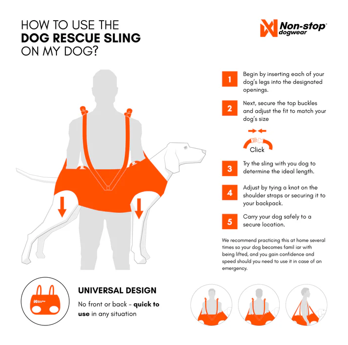 Non-stop Dog Rescue Sling ORANGE  S,M,L - 3