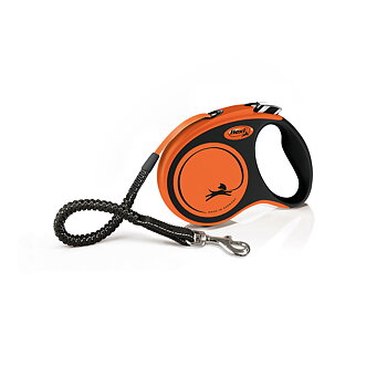 Flexi New Comfort M rullkoppel med band, 5 m, svart
