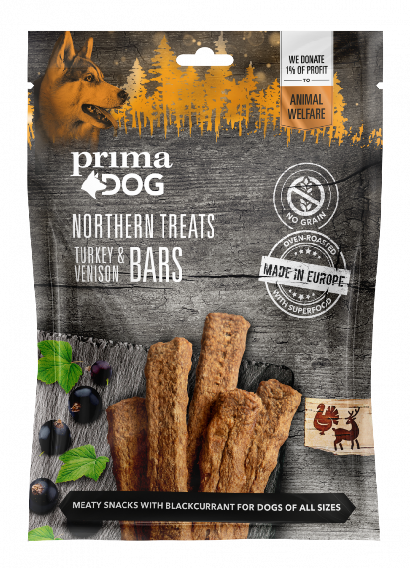 PrimaDog Northern Treats Bars Kalkon & Hjort 80g Eskilstuna HundCenter