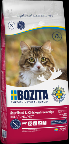 Bozita Sterilised Chicken Free Beef kattmat 2 kg