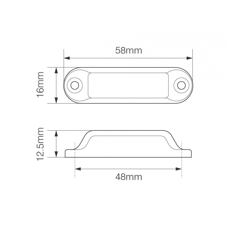 24V Compact Amber Side Marker - Twin Pack 58x16mm