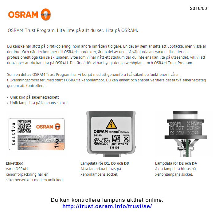 66140 OSRAM XENARC ORIGINAL D1S 85V 35W 4300K Xenon Glödlampa,  fjärrstrålkastare