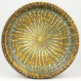 Gunnar Nylund (Birka 1965) Yellow/Brown Rounded Bowl 26 cm