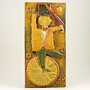 スティグ・リンドベリ 「一輪車に乗る男 （ Man on Unicycle）」 陶板 (40cm)  1960年代 (3)