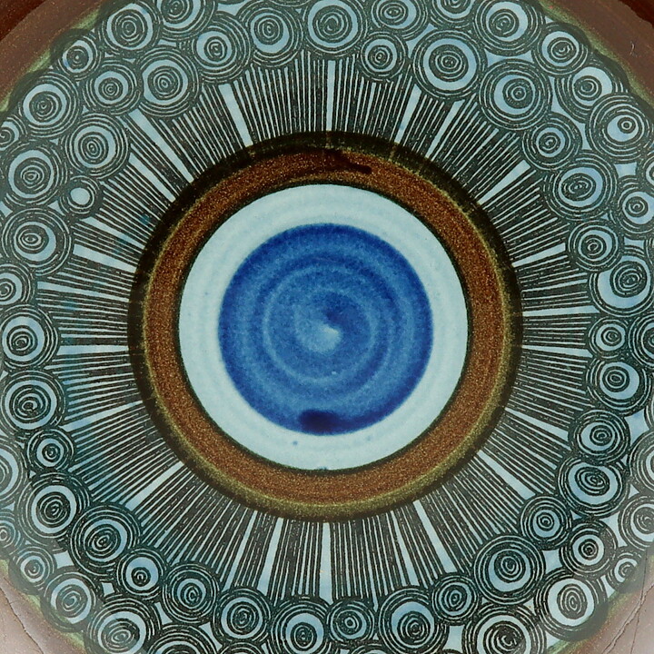 Christina Campbell (Amanda 1968) Three Plates with Blue/Brown Flower Decor 20/4 cm