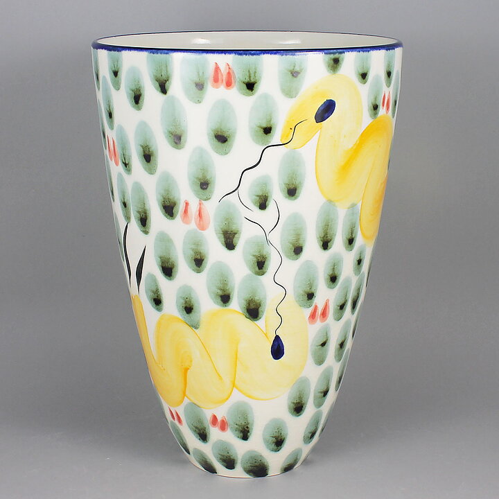 Eva Bengtsson (1980s) Majestic Cone Vase with Snake Motif 23 cm