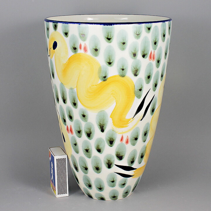 Eva Bengtsson (1980s) Majestic Cone Vase with Snake Motif 23 cm
