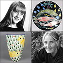 Eva Bengtsson (1980s) Majestic Cone Vase with Snake Motif 23 cm