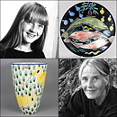 Eva Bengtsson (1980s) Majestic Cone Vase with Snake Motif 23 cm