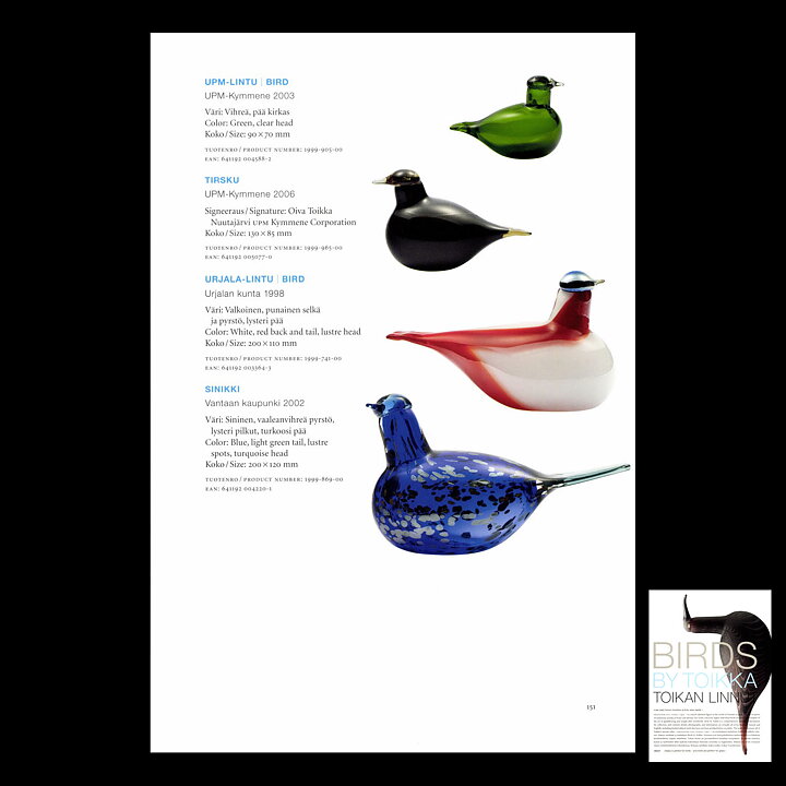 Oiva Toikka (2002) Sinikki Glass Bird (Vantaa) 20 cm <with Box>