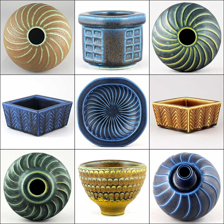 Wilhelm Kåge (KAPA 1958) Blue Bottle Vase with Relief 26 cm