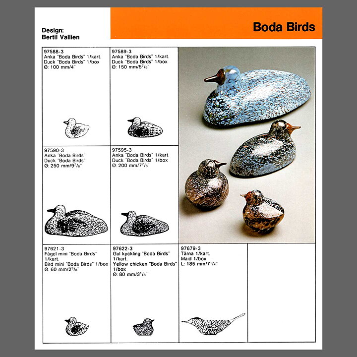 Bertil Vallien (Boda Birds 1975) Heartwarming Bird 7 cm 