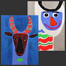 Erik Höglund (1991) Two Lithographies with Animal Motifs 31 cm