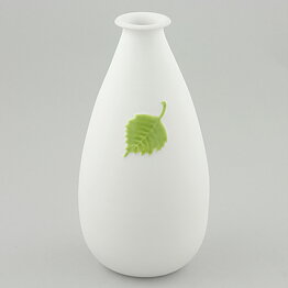 Sven Wejsfelt (1970s) White Vase with Green Leaf Relief 19 cm