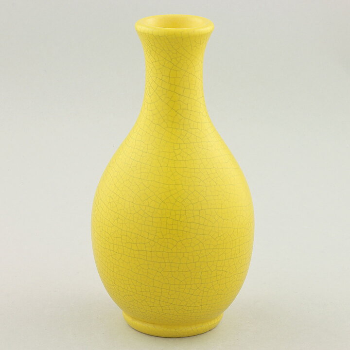 エヴァ・ジャンケ・ビョルク  ひび割れ模様が美しい黄色の花瓶 Vase 1950年代 14 cm