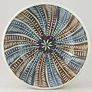 Ingrid Atterberg (Decora 1944) Brown/Blue Bowl with Leaf Relief 22 cm
