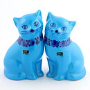 Märta Grunditz (1970s) Two Turquoise Cats 18 cm (2)