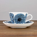 Stig Lindberg (Blue Aster 2000s) Charming Coffee Cup with Saucer