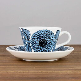 Stig Lindberg (Blue Aster 2000s) Charming Coffee Cup with Saucer