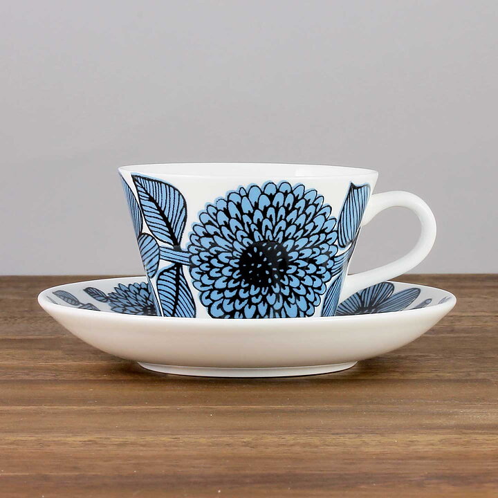 Stig Lindberg (Blue Aster 2000s) Charming Coffee Cup with Saucer