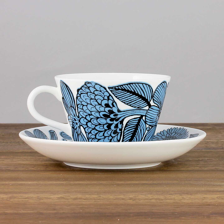 Stig Lindberg (Blue Aster 2000s) Charming Coffee Cup with Saucer